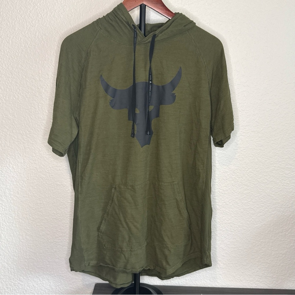 Under Armour Pullover Men's L Loose Green Project Rock Hoodie Shirt Sleeveless